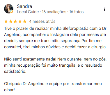 Depoimento de Sandra sobre a blefaroplastia